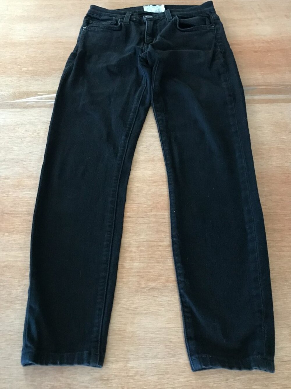 Current/Elliott Straight Leg Jean Women 24 Black Mid Rise Stretch Preppy 19134